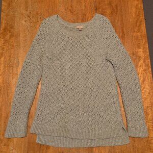 Banana Republic Gray Open-Knit Crewneck Sweater Size M